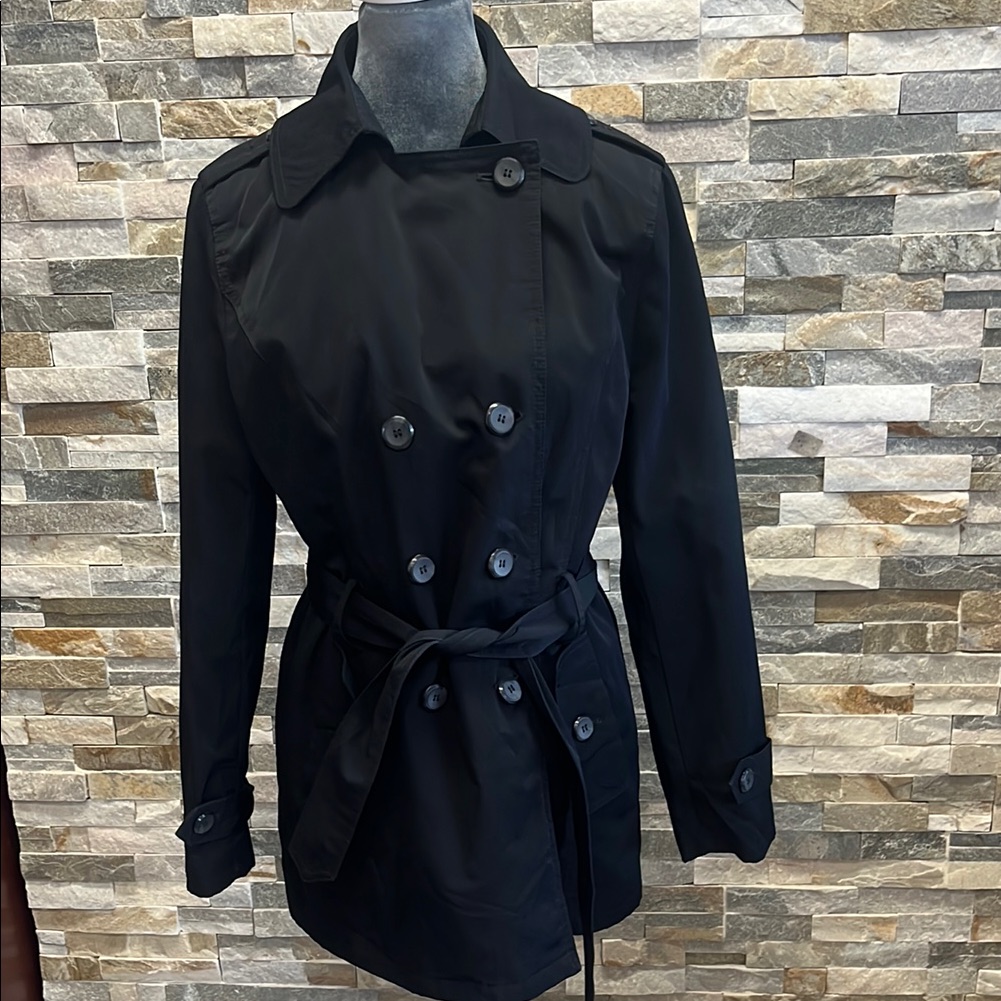East 5th Black Double-Breasted Trench Coat